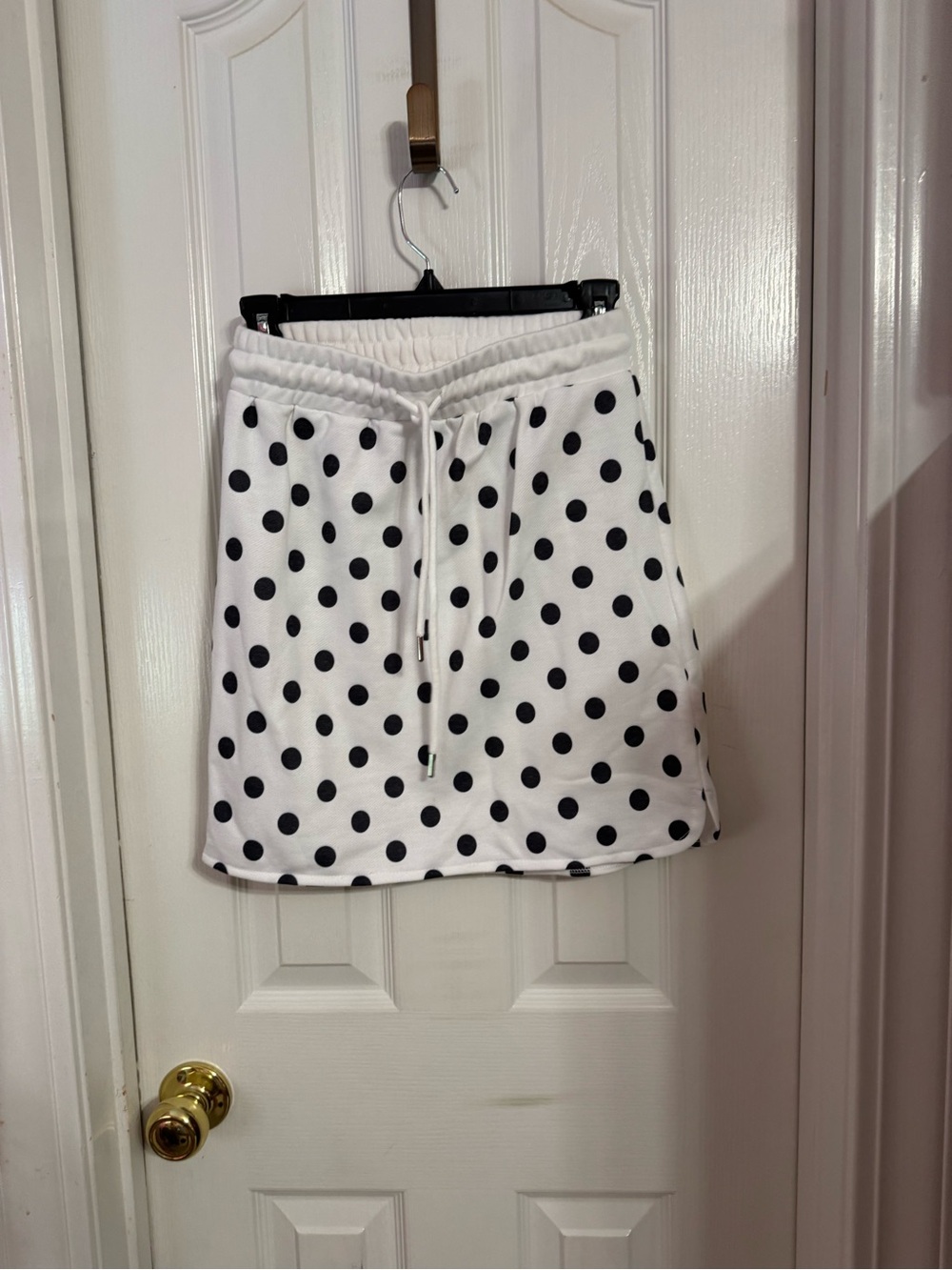 NWOT Polka Dot Drawstring Skirt - White/Black